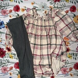 Plaid Baby Romper with Gray Tights